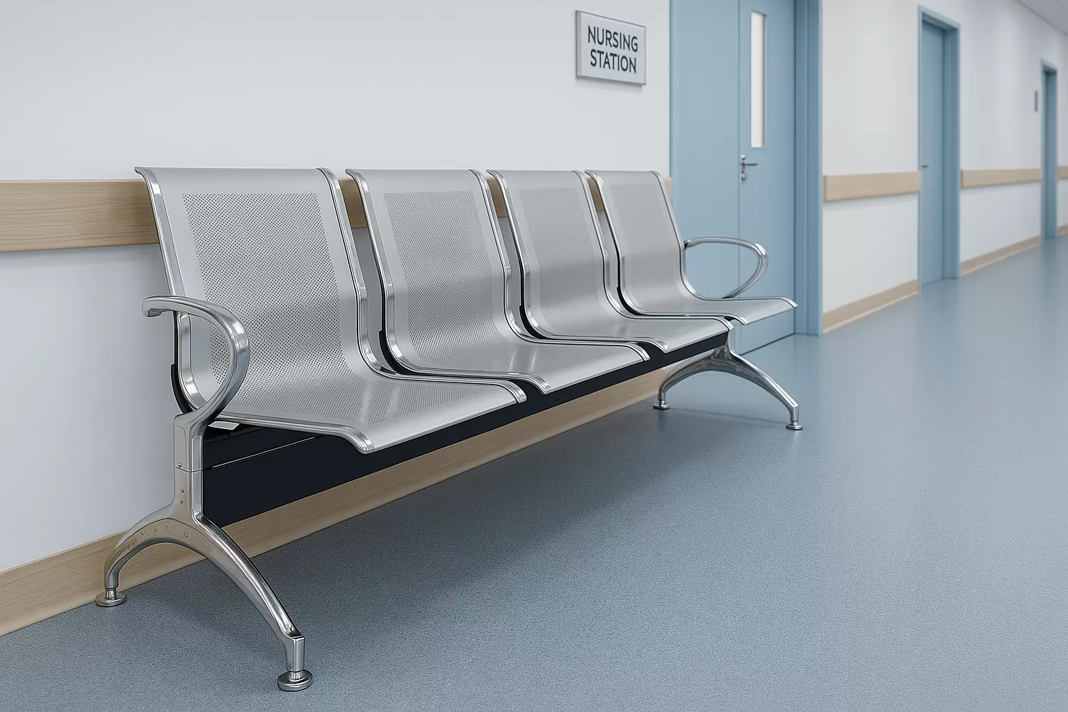 Longarina Aeroporto Charm 2 Lugares - Metálica Cromada - Estofada