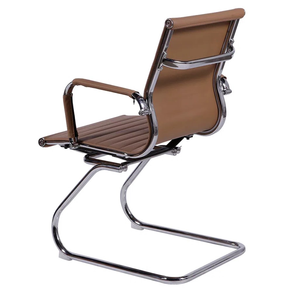 Cadeira Skylux Esteirinha Aproximação - Estrutura Fixa Sky Cromada - Oferta *Caramelo