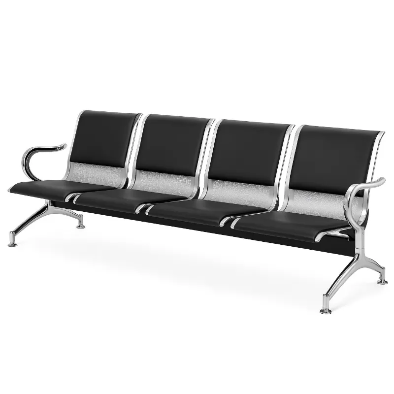 Longarina Aeroporto Charm 4 Lugares - Metálica Cromada | Estofada