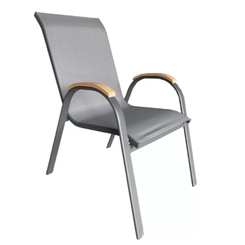 Cadeira Para Piscina Summer - Alumínio Cinza, Tela Sling Cinza | Empilhável