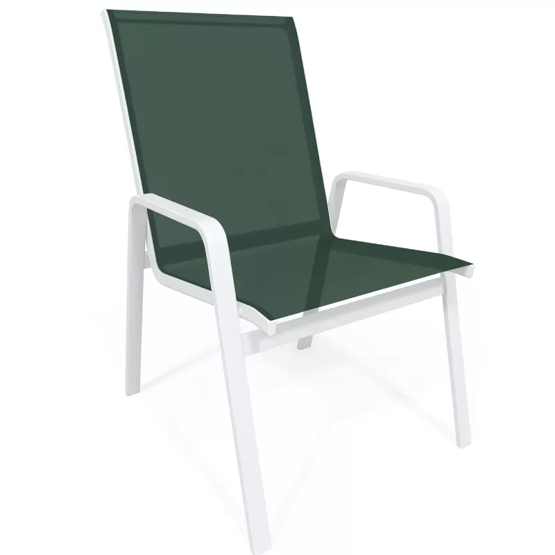 Cadeira Para Piscina Summer - Alumínio Branco, Tela Sling Verde | Empilhável