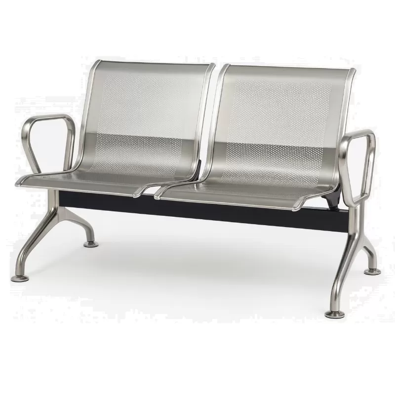 Longarina Aeroporto Premium Aço Inox 2 Lugares