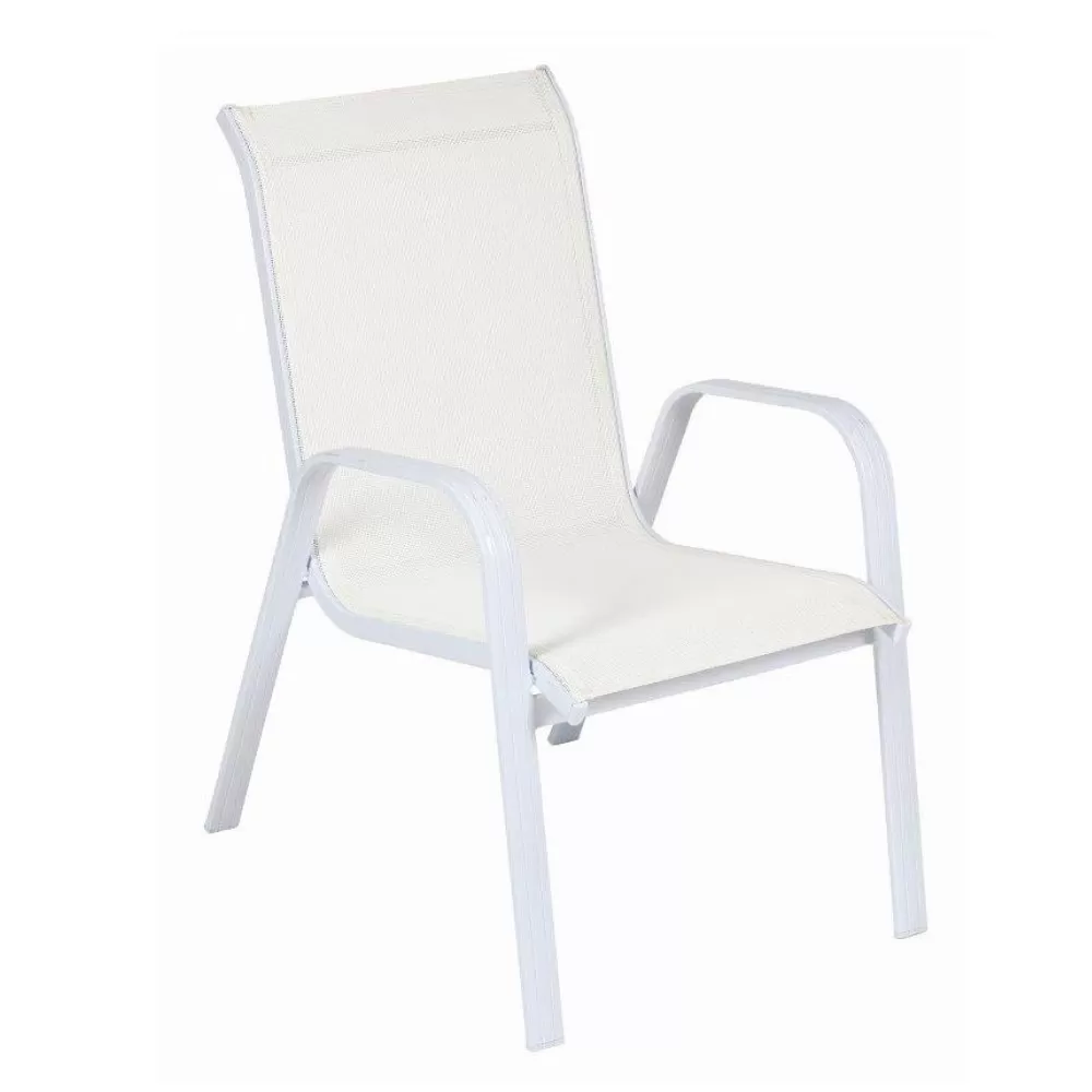 Cadeira Para Piscina Summer - Alumínio Branco, Tela Sling Branca | Empilhável