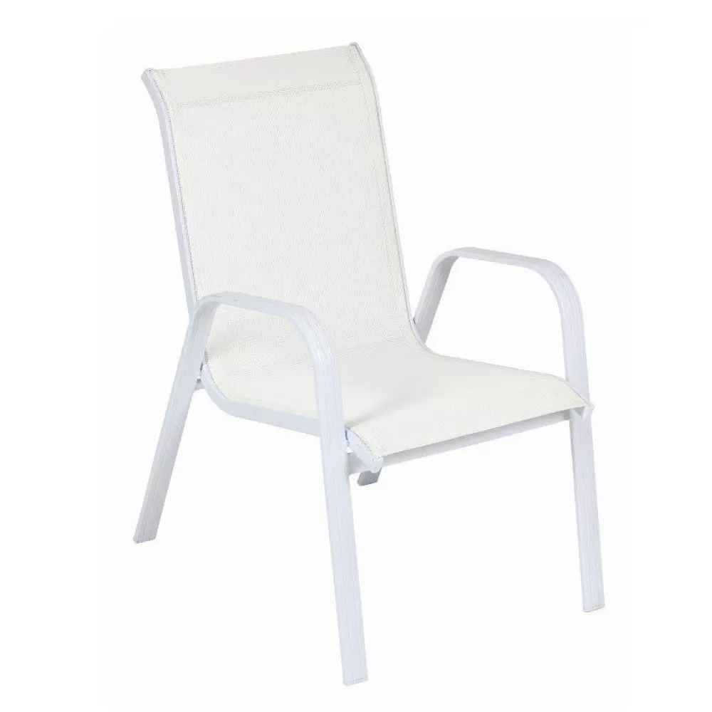 Cadeira para Piscina Summer - Alumínio Branco, Tela Sling Branca | Empilhável