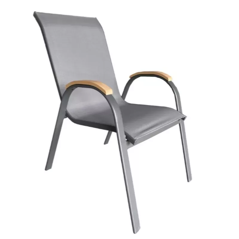 Cadeira Para Piscina Summer - Alumínio Cinza, Tela Sling Cinza | Empilhável