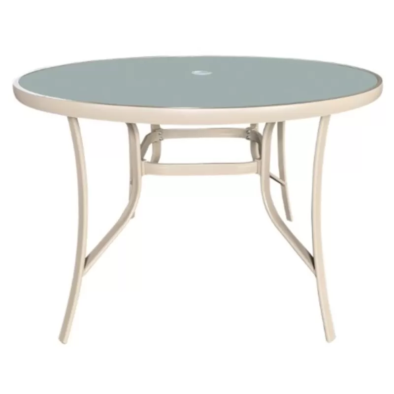 Mesa Para Piscina Summer - Alumínio Fendi, Com Tampo De Vidro Jateado | ø 105 Cm * Mesa Redonda