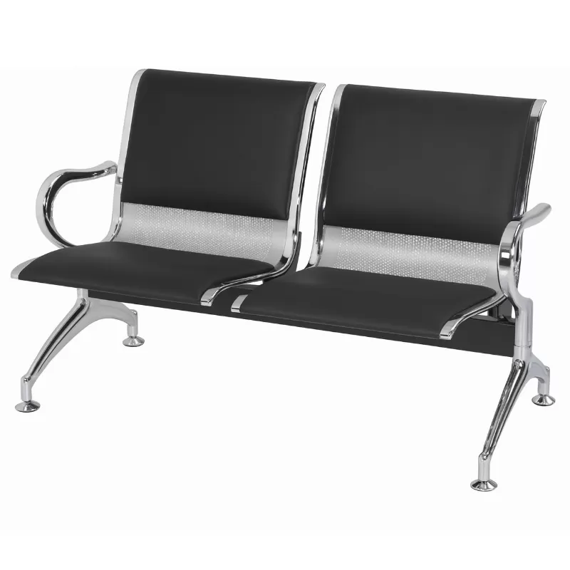 Longarina Aeroporto Charm 2 Lugares - Metálica Cromada | Estofada